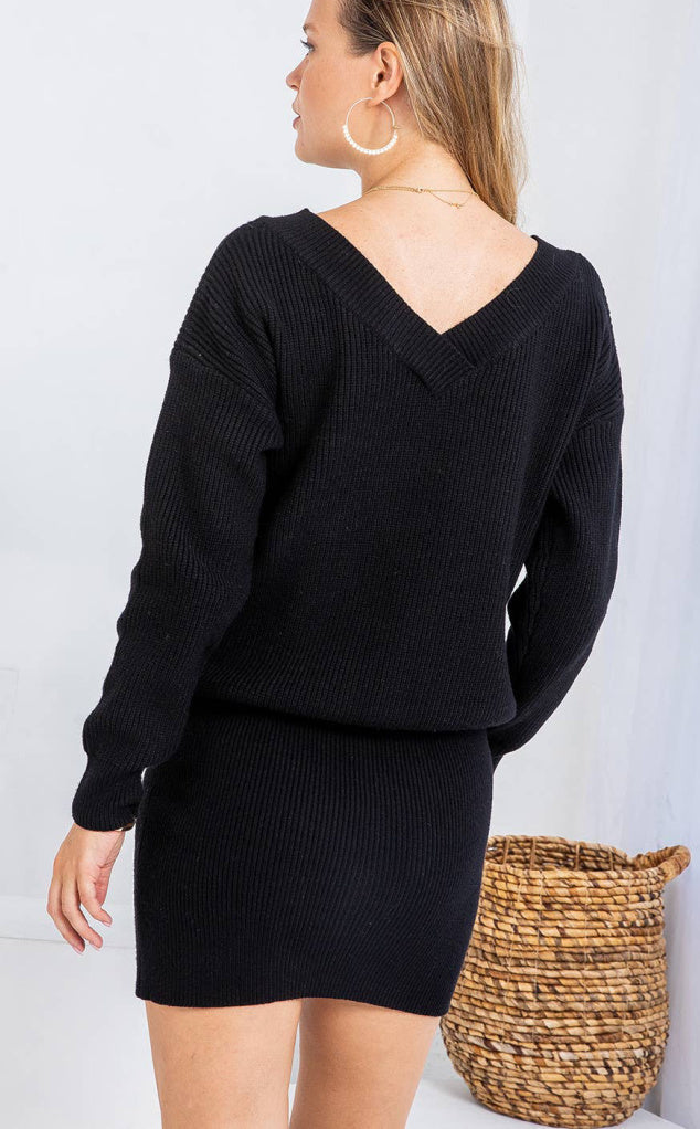 Lia Long Sleeve Sweater Mini Dress-Forever Young Swimwear