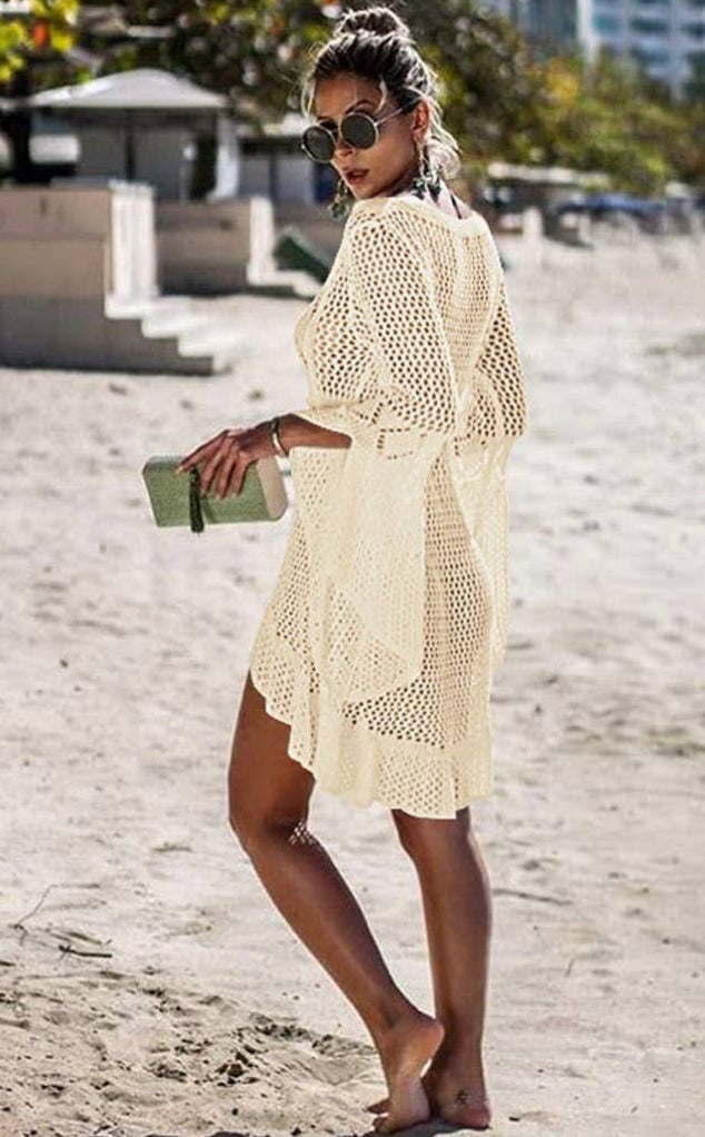 Rochelle Crochet Cream Cover Up Dress forever young swimwear